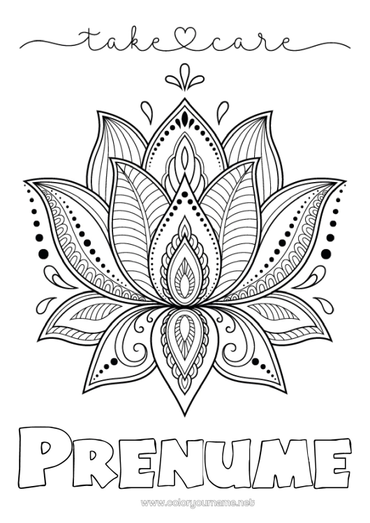 Pagină de colorat de imprimat Flori Liniștit și zen Bolnav Mandala