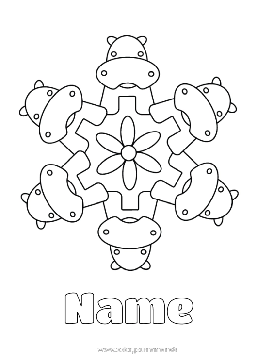 Colouring page to print Mandala Hippopotamus Animal Easy Colouring Pages Wild Animals Of Africa