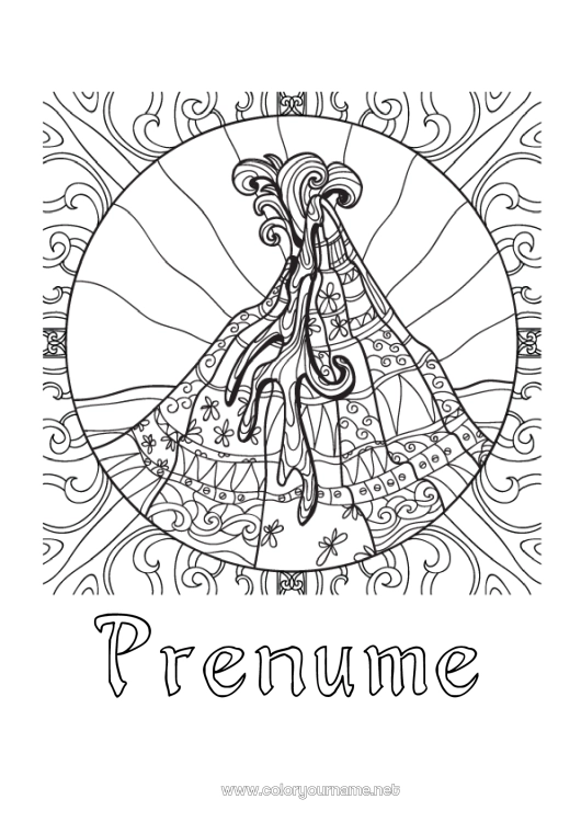 Pagină de colorat de imprimat Vulcan Desene de colorat complexe Zentangle