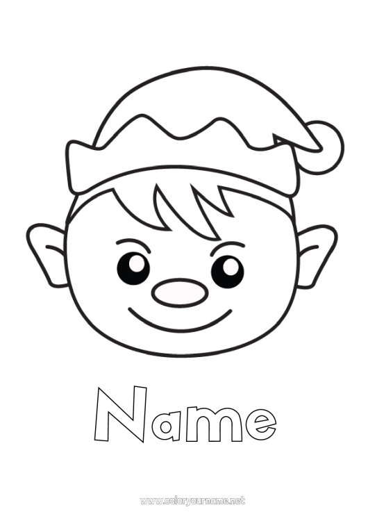 Coloring page to print Christmas elves Elves coloring pages Easy coloring pages