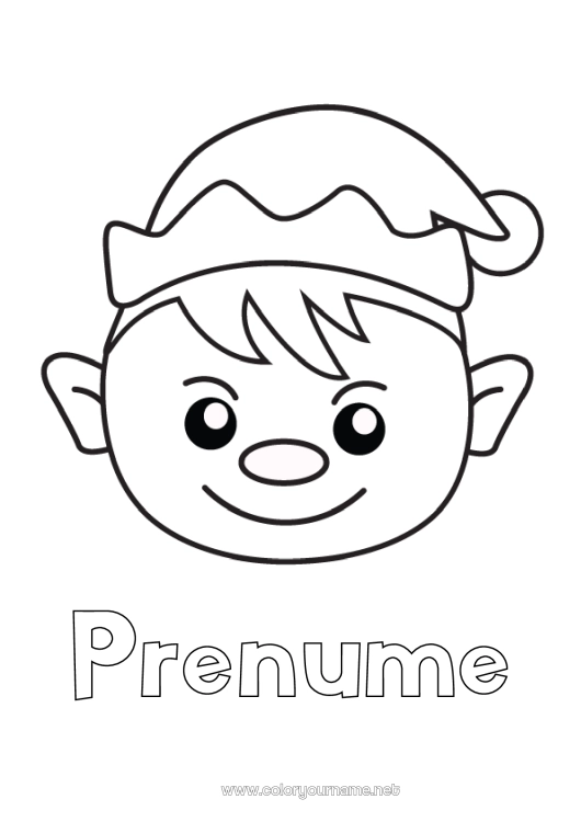 Pagină de colorat de imprimat Moșneguții de Crăciun Desene de colorat cu spiriduși Desene de colorat ușoare