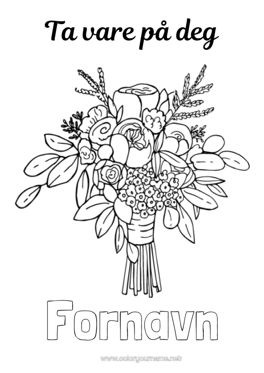 Fargeleggingssiden til utskrift Blomster Syk Bukett
