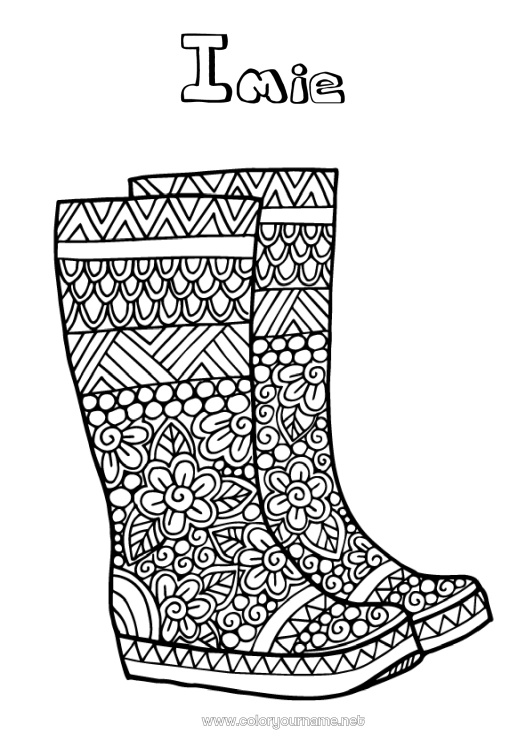 Kolorowanka do wydruku Jesień Zentangle Buty
