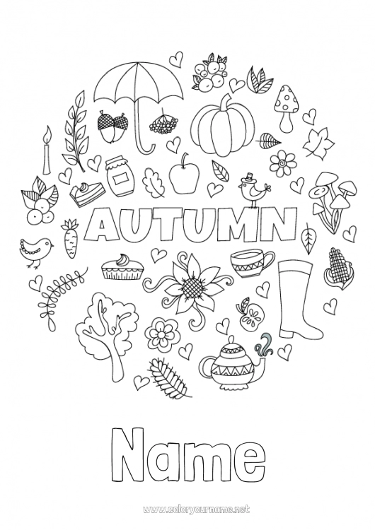 Coloring page to print Thanksgiving Autumn