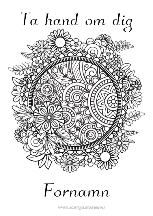 Färgläggningssida att skriva ut Lugn och zen Sjuk Mandala