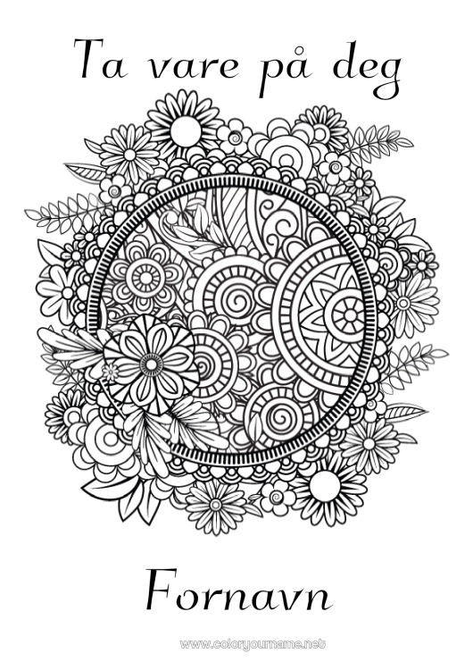 Fargeleggingssiden til utskrift Rolig og zen Syk Mandala