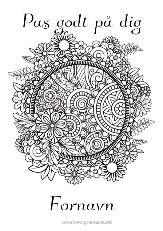 Farvelægningssiden til udskrivning Rolig og zen Syg Mandala