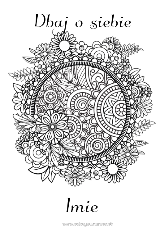 Kolorowanka do wydruku Spokojny i zen Chory Mandala