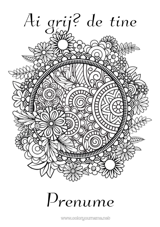 Pagină de colorat de imprimat Liniștit și zen Bolnav Mandala