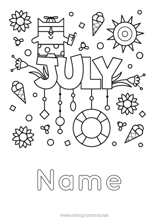 Colouring page to print Treats, Sweets Ice Cream Buoy Month Of The Year