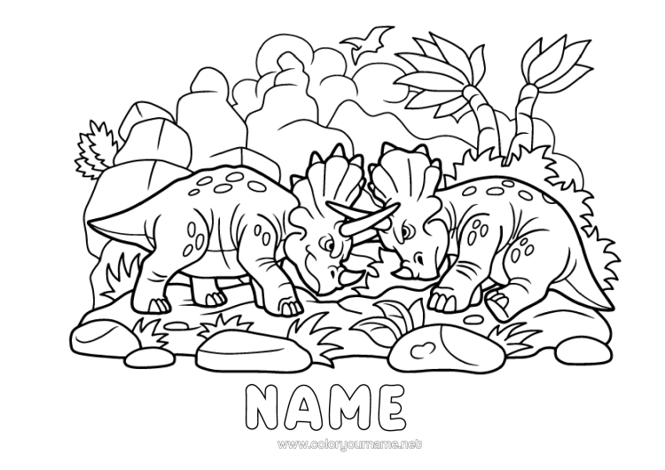 Colouring page to print Dinosaurs Animal Triceratops