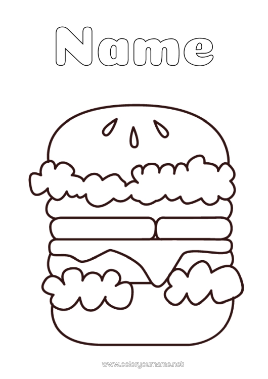 Colouring page to print Hamburger