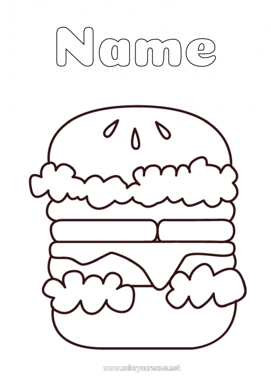 Coloring page to print Hamburger