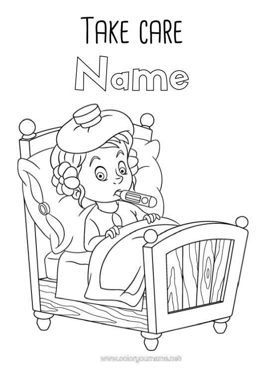 Colouring page to print Ill Girl