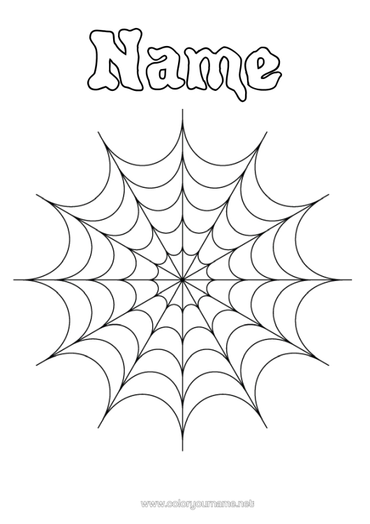 Colouring page to print Spider Halloween Animal Insects Cobweb