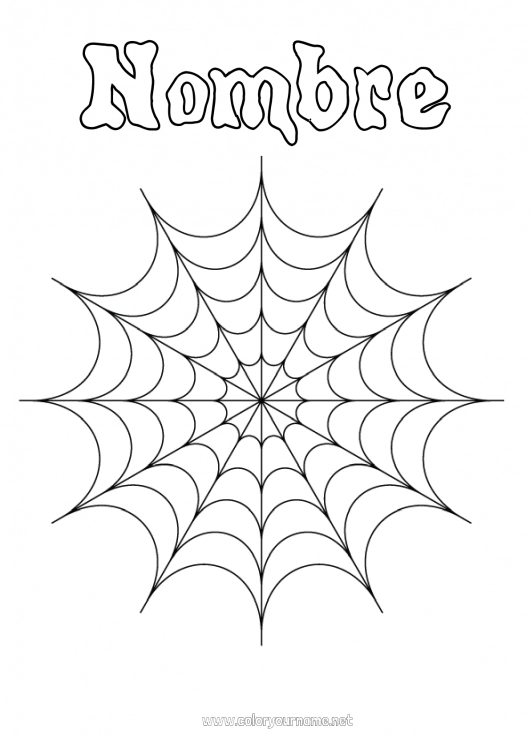 Dibujo para colorear para imprimir Araña Halloween Animales Insectos Telaraña