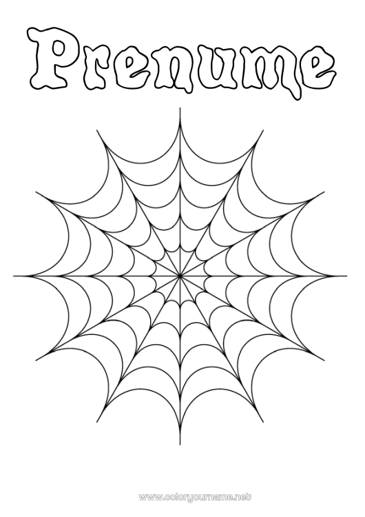 Pagină de colorat de imprimat Păianjen Halloween Animal Insecte Pânză de păianjen