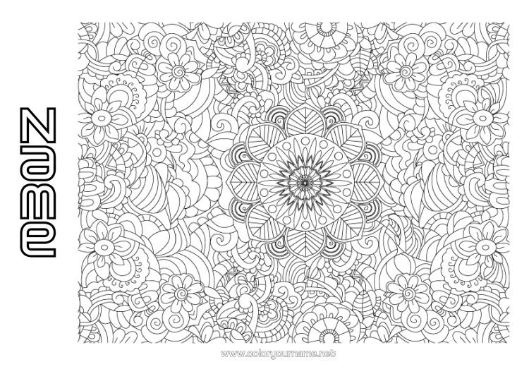 Colouring page to print Flowers Complex Colouring Pages Zentangle
