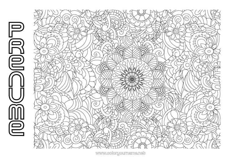 Pagină de colorat de imprimat Flori Desene de colorat complexe Zentangle