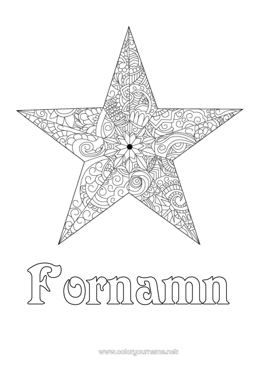 Färgläggningssida att skriva ut Stjärnor Zentangle