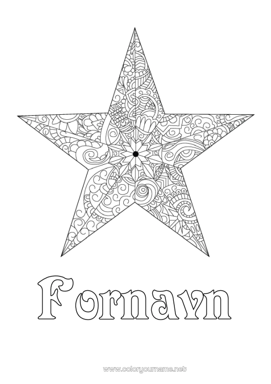 Fargeleggingssiden til utskrift Stjerner Zentangle