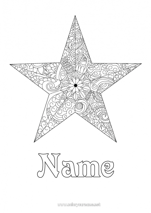 Coloring page to print Stars Zentangle