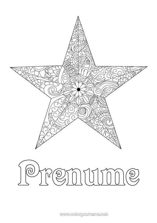 Pagină de colorat de imprimat Stele Zentangle