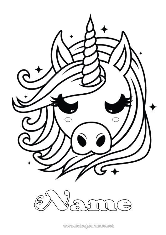 Colouring page to print Cute Unicorn Animal Dragons, Unicorns, And Fantastical Creatures