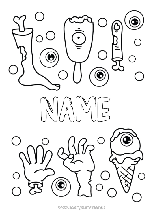 Colouring page to print Sweets Trick Or Treat? Halloween Treats, Sweets Ice Cream