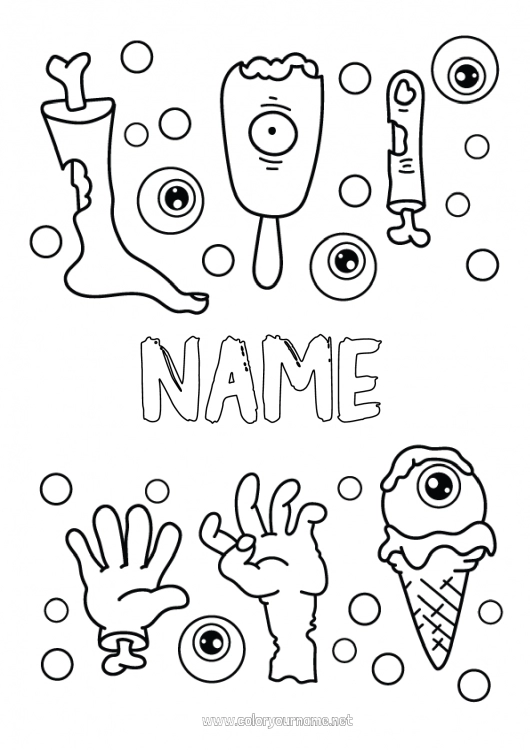 Coloring page to print Sweets Trick or treat Halloween Treats Ice cream