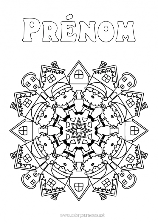 Coloriage à imprimer Père Noël Mandala