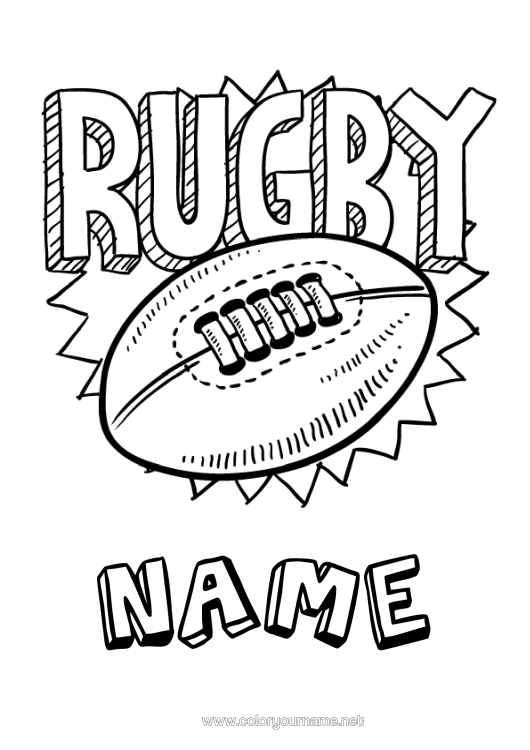Colouring page to print Sport Rugby Rugby Ball Team Sports