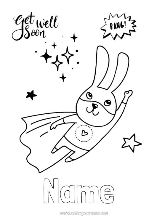 Colouring page to print Ill Hero Rabbit Forest Animals