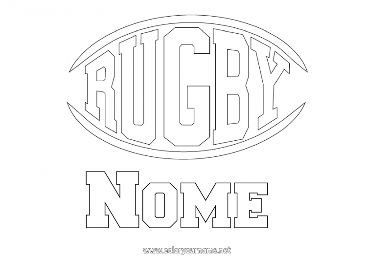 Pagina da colorare da stampare Sport Rugby Sport di squadra