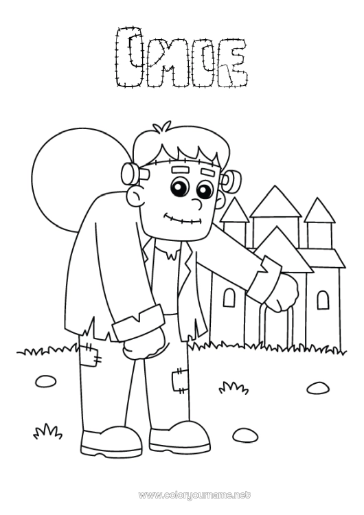 Kolorowanka do wydruku Potwór Zamek Frankenstein