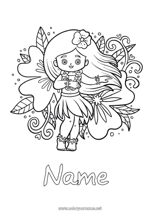 Coloring page to print Dance Hibiscus Island Artistic sports