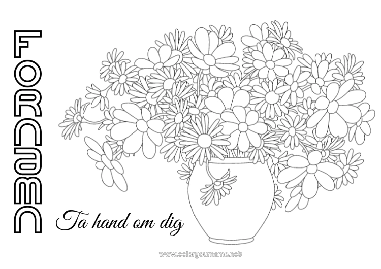 Färgläggningssida att skriva ut Blommor Sjuk Vas Bukett