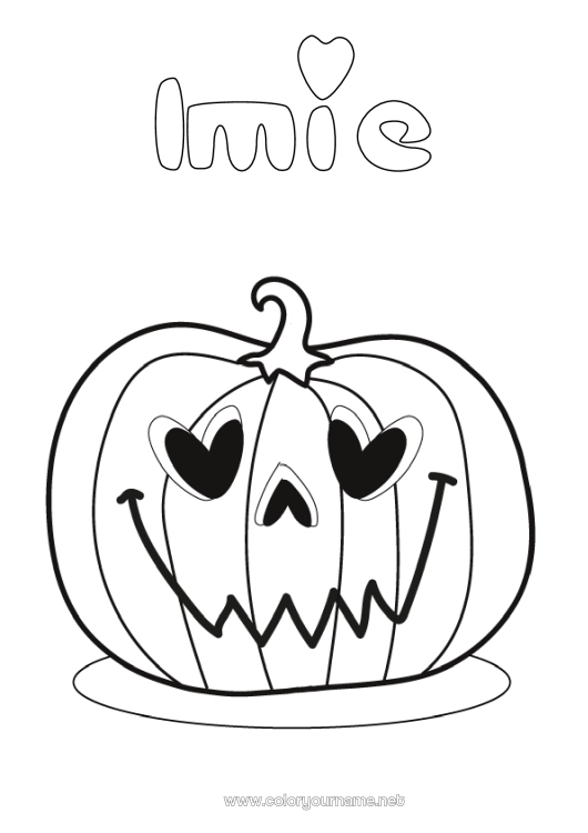 Kolorowanka do wydruku Dynia Serce Jack O'Lantern