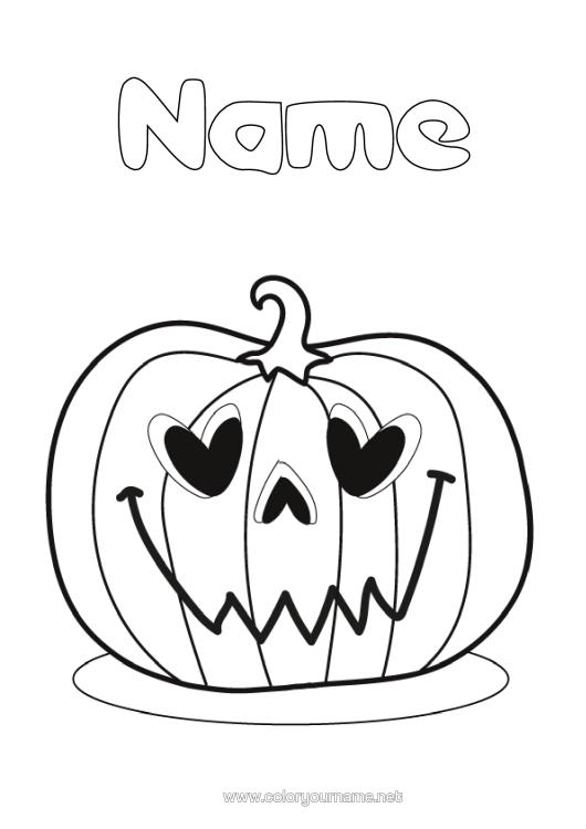 Colouring page to print Pumpkin Heart Jack O'lantern