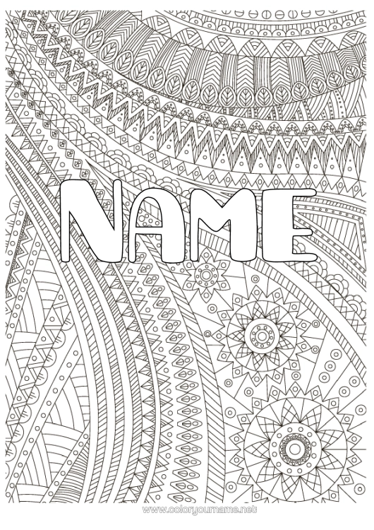 Colouring page to print Decorated Name Complex Colouring Pages Zentangle