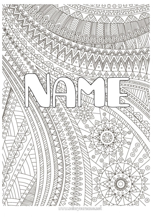 Coloring page to print Decorated name Complex coloring pages Zentangle