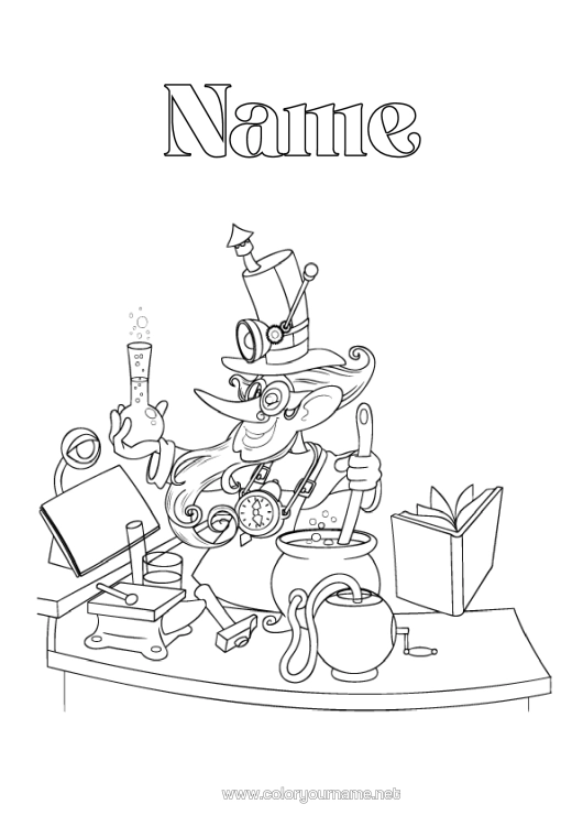 Colouring page to print Exploration Professions Scientist Science