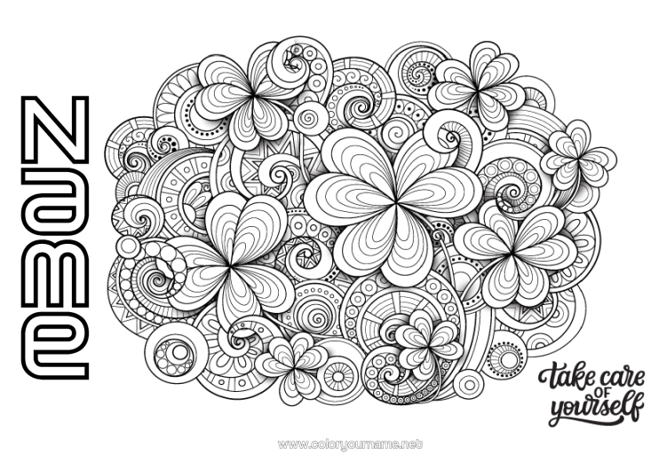 Colouring page to print Calm And Zen Ill Mandala Clover