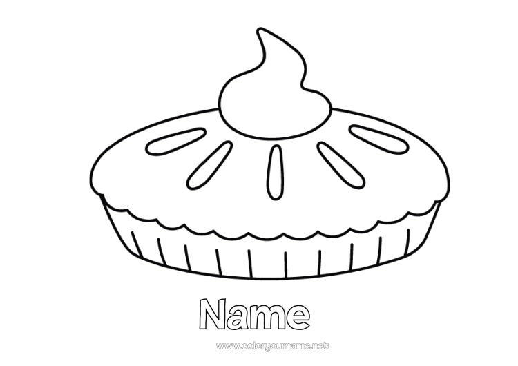 Colouring page to print Thanksgiving Food Pie Thanksgiving Meal