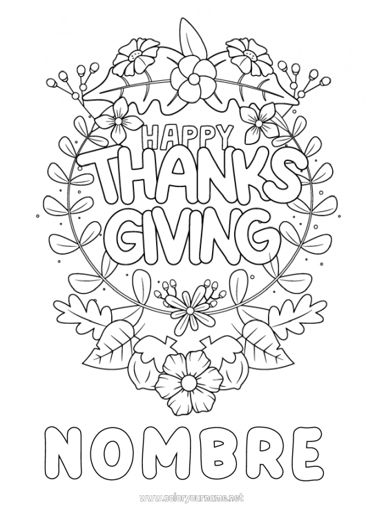 Dibujo para colorear para imprimir Flores Thanksgiving