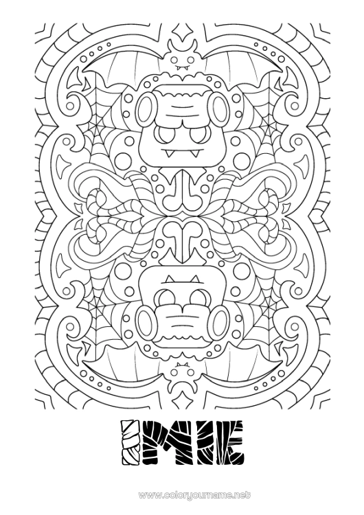 Kolorowanka do wydruku Potwór Halloween Mandala Frankenstein