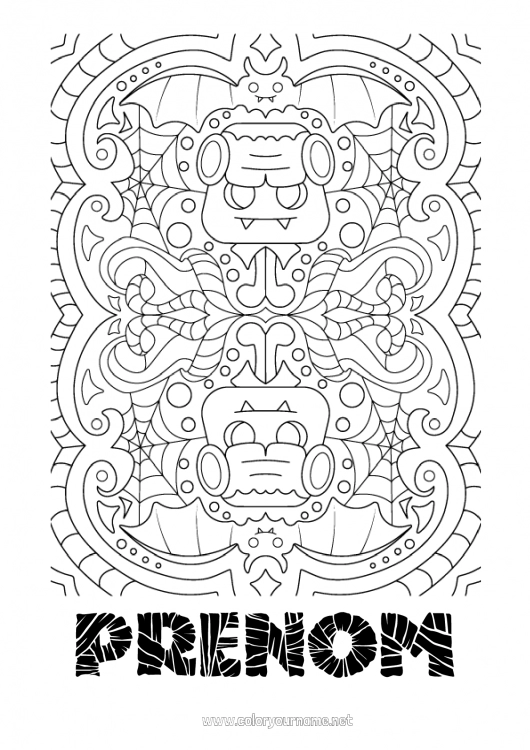 Coloriage à imprimer Monstre Halloween Mandala Frankenstein