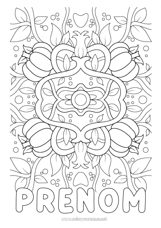 Coloriage à imprimer Citrouille Mandala Automne Feuilles