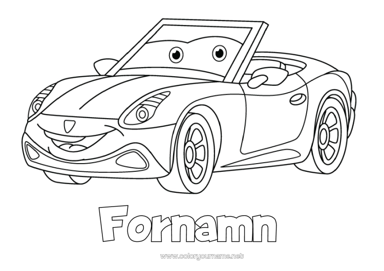 Färgläggningssida att skriva ut Fordon Bil Bilar, skåpbilar och husbilar Tecknad serie Fordon karaktärer