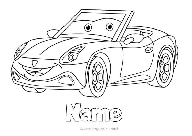 Coloring page to print Vehicles Car Cars, vans, and motorhomes Cartoon Character vehicles